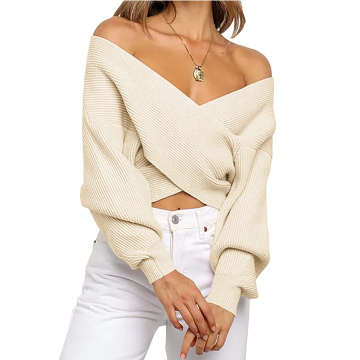 Women Casual V Neck Langarmpullover