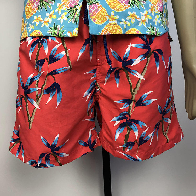 Summer quick-drying men plant patterned board shorts