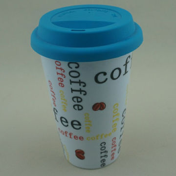 Single Wall Mug with Silicone Lid, Various Colors, for Drivers, Coffee Design