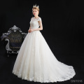 Latest Simple Lace Long Sleeve Wedding Dress Bridal Gowns with Train