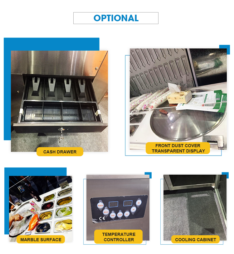 Groothandel Professionele fabrieksprijs Square of Round Big Pan Thailand Roll Fry Ice Cream Rolls Machine Commercial