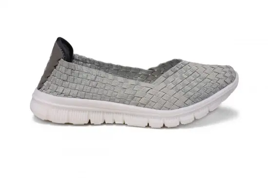 Light Gray Three-dimensional Pattern Woven Pump