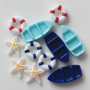 Wholesale Themed Boat Starfish life Ring Flatback Resin Kawaii Cabochons Diy Deco Kit Embellishments Supplies