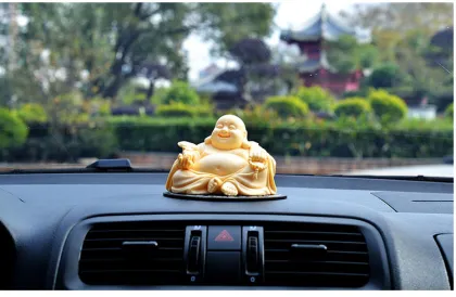 Resin happy gold dust lucky buddha figurine fengshui crafts