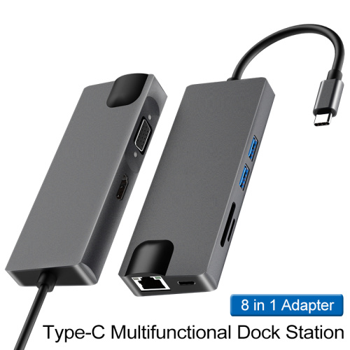 Concentrador USB 3.0 C a HDMI VGA Alimentación