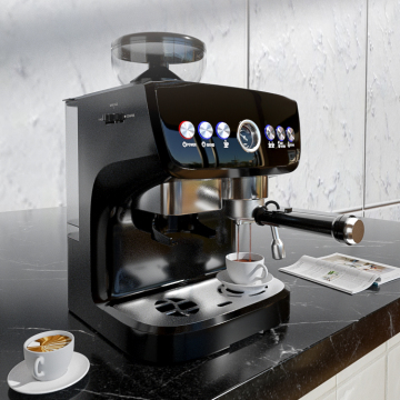 Hot Black Fully Automatic Electric 15 Bar 2L Transparent Water Tank Espresso Machine with Grinder