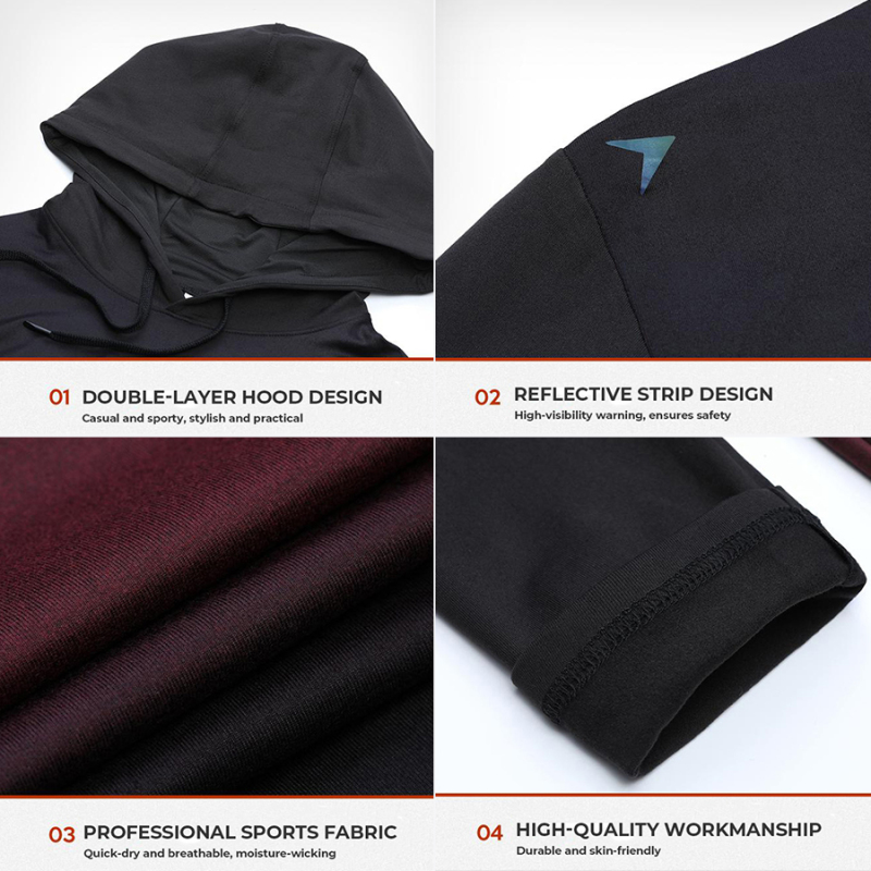 Mens Gradient Thermal Hoodie Pullover Long shirt