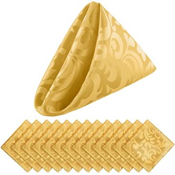 Yemek masası için özel lüks altın damask saten kumaş peçeteler