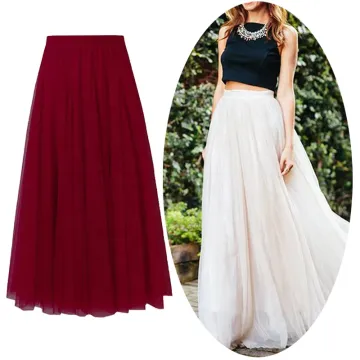 Womens White Tulle Layered Flowy Bridesmaid Skirt for Formal Wedding Attire