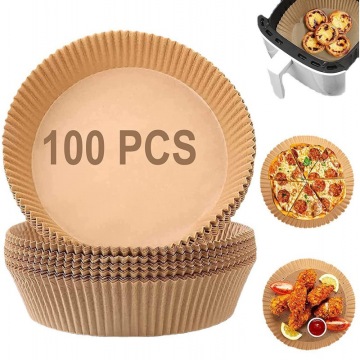 100 Pcs Large Size Disposable Oil-proof Air Fryer Paper Liners - Food Grade Round Liners