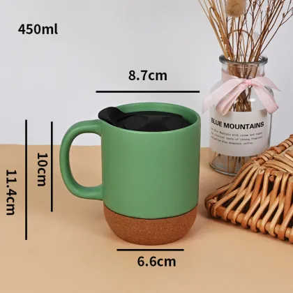 Cork Base Insulated Mug with Lid - Anti Scalding Coffee Cup for Office