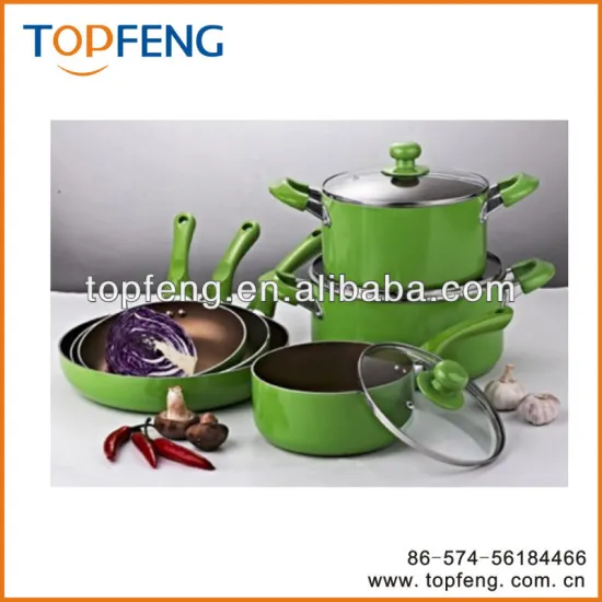 PAN SET OF 9, Green/non-stick pan set/fry pan set/pots and pans set