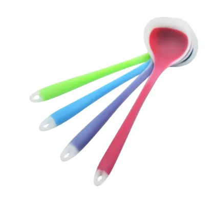 Silicone soup spoon semi-permeable silicone spoon long handle food grade silicone soup