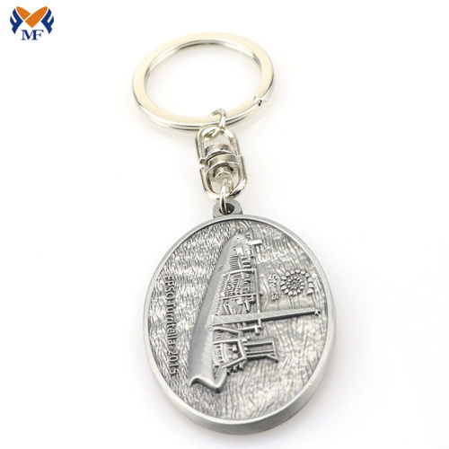 Metal custom 3d keyring with embossed logo