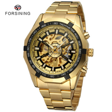 Popular Brand Men's Watches with Luminous Hands, Automatic Mechanical Movement, Gold Skeleton Design and Vintage Style