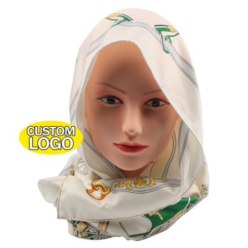 Factory Direct Custom Logo Women's Silk-Feel Polyester Scarves - High Quality 85x85cm Double Sided Print