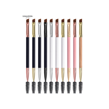 Wood Handle Angled Double-Sided Eyebrow & Eyelash Brush