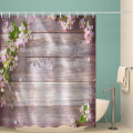 Zasłona prysznicowa w stylu retro z drewna kwiatowego w kolorze różowym