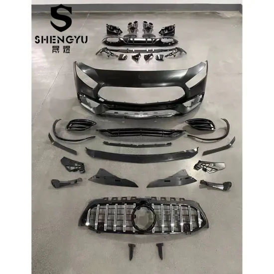 Front Bumper Assembly with Grille Exhaust Pipe for Benz A-Class W177 Upgrade to A45 AMG Style