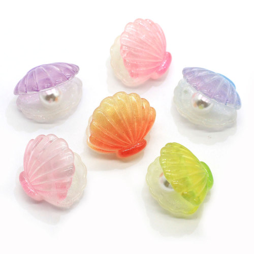 Colorful 3D Scallop Shell Resin Embellishment Cute Clam Seashell Craft Charm Aquarium Diy Decoration Girl Pendant Jewelry Deco