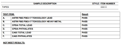 testing report for tape measure