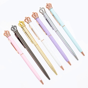 Custom Fashion Big Crown Crystal Gem Ring for Weddings and Metal Ballpoint Pens for School & Office Supplies