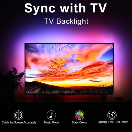 55-85 Inch TV RGBIC LED Backlight Strip with HDMI 4K60Hz Sync Box for Color Sync
