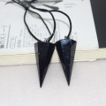 Wholesale Polyhedral cone Pendulum Natural Blue Sandstone Pendant NecklaceTransfer Luck Beads Men or Women Jewelry
