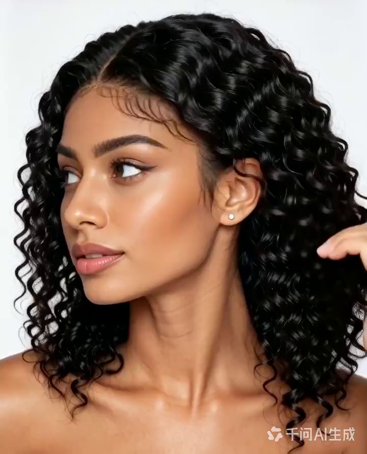Kinky Curly 13×4 Lace Front Natural Black Human Hair Wig,12‑32 Inch
