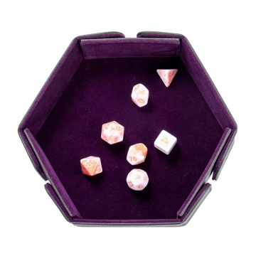 Premium PU Leather Hexagon Collapsible Magnetic Dice Rolling Tray for DND Games