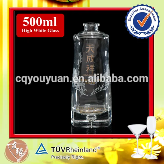 New stylish shaped liquor glass empty bubble bottles 500ml for wolesale