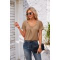 Button woman t shirt Casual Short Sleeve