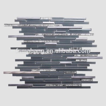 MBL4008 Grey Mixed Slim Glass Tile and Aluminum Metal Mosaic