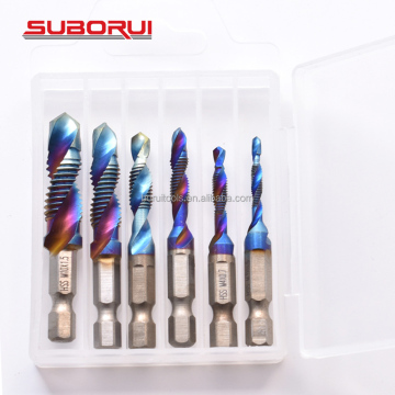SUBORUI 6PCS HSS Hex Shank Hand Tap Set: M3-M10 Screw Thread Taps