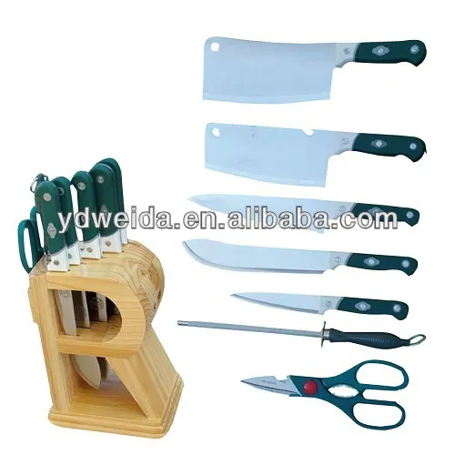 knife set with wooden stand