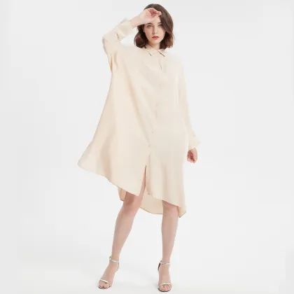 Lady Casual Dress with Asymmetric Hem