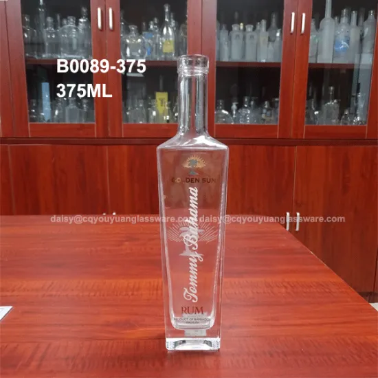 Excellent workmanship extra flint 375 ml glass fancy bottles for liquor