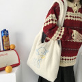 ファブリックショルダーキャンバスハンドバッグ刺繍ショッピング