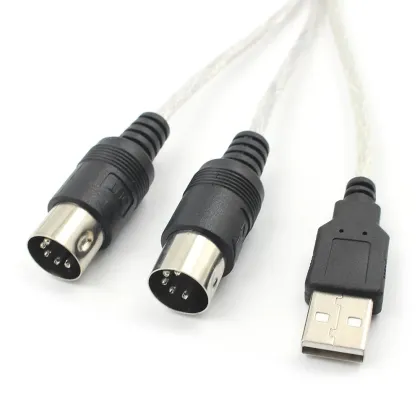 USB IN-OUT MIDI Adapter Cable PC to Music Electronic Keyboard Converter Cord
