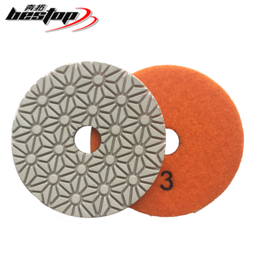 3 Step D100mm Round Diamond Wet Polishing Pad for Man-Made Stone - 4in Outer Diameter - OEM Customizable