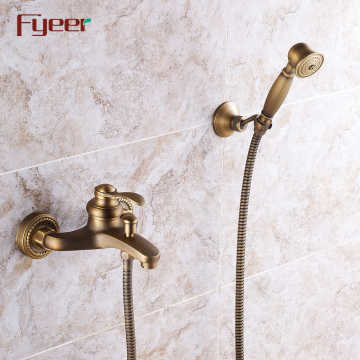 Fyeer Solid Copper Wall-Mounted Antique Bath Shower Faucet