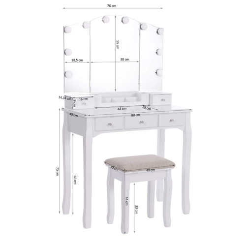 Glass Dressing Table and Mirror Make Up Table Design Dressing Table With Light Supplier