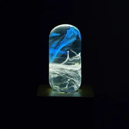 Transparent Poly Resin Blue Atmosphere LED Lamp with Directional Radian Lighting
