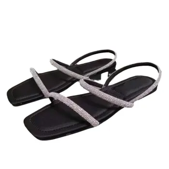 2024 Summer Collection: Designer Slides & Sandals for Women in ZA - Trendy Square-Toe Open-Toed Flat Shoes with Water Diamond Detail