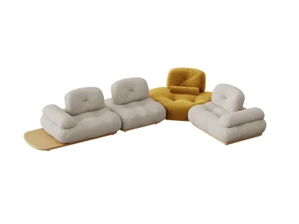 ​​Cozy Reading Nook Sofa with Wabi-Sabi Charm​​