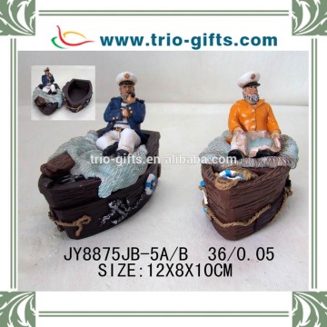 Polyresin decorative pirate figurine box