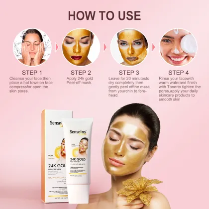 24k Gold Peel Off Mask - Organic Whitening Collagen Facial Mask