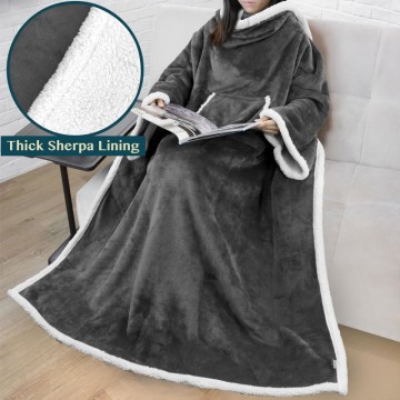 Microplush sherpa manta cobertor de TV com mangas