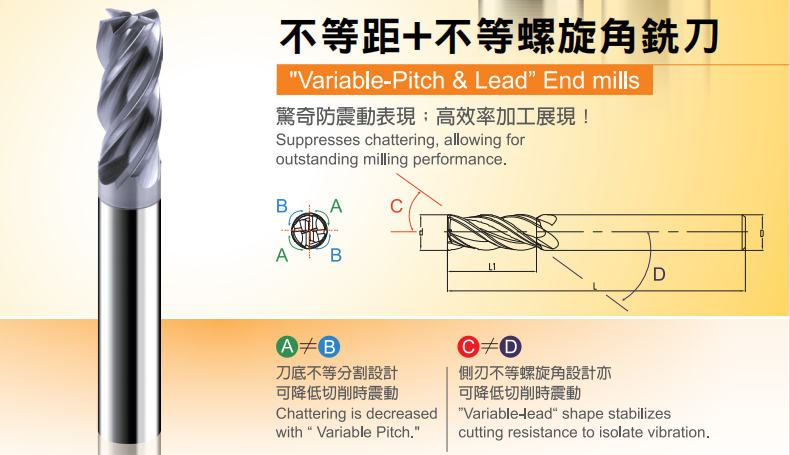 unequal halix angle end mill 