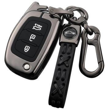 Fashion Car Leather Keychain Set with Metal Cover